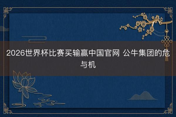 2026世界杯比赛买输赢中国官网 公牛集团的危与机