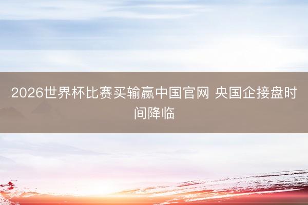 2026世界杯比赛买输赢中国官网 央国企接盘时间降临