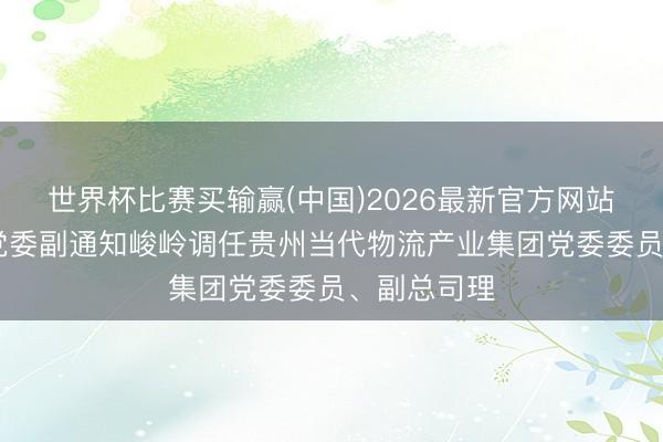 世界杯比赛买输赢(中国)2026最新官方网站 茅台集团党委副通知峻岭调任贵州当代物流产业集团党委委员、副总司理