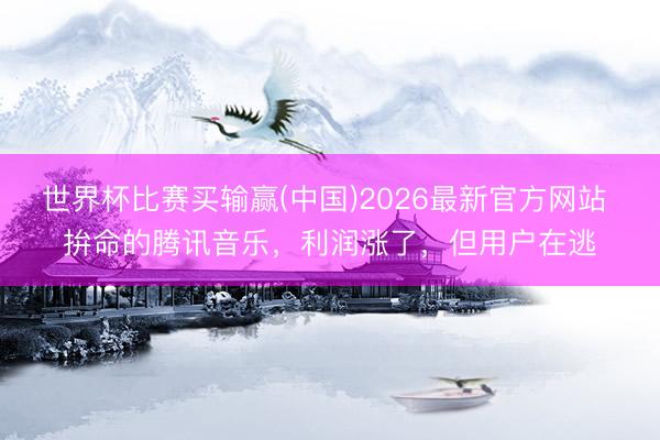 世界杯比赛买输赢(中国)2026最新官方网站 拚命的腾讯音乐，利润涨了，但用户在逃