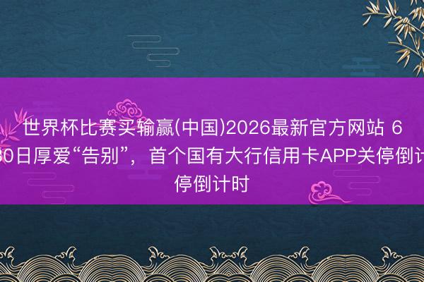 世界杯比赛买输赢(中国)2026最新官方网站 6月30日厚爱“告别”,首个国有大行信用卡APP关停倒计时