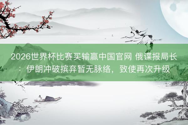 2026世界杯比赛买输赢中国官网 俄谍报局长：伊朗冲破摈弃暂无脉络，致使再次升级