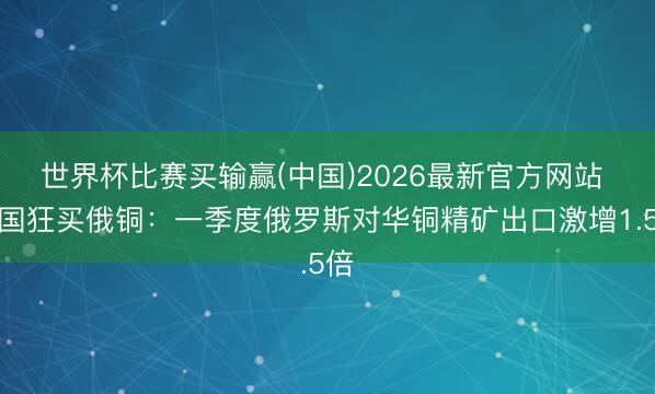 世界杯比赛买输赢(中国)2026最新官方网站 中国狂买俄铜：一季度俄罗斯对华铜精矿出口激增1.5倍