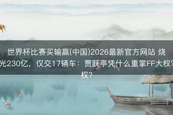 世界杯比赛买输赢(中国)2026最新官方网站 烧光230亿，仅交17辆车：贾跃亭凭什么重掌FF大权？