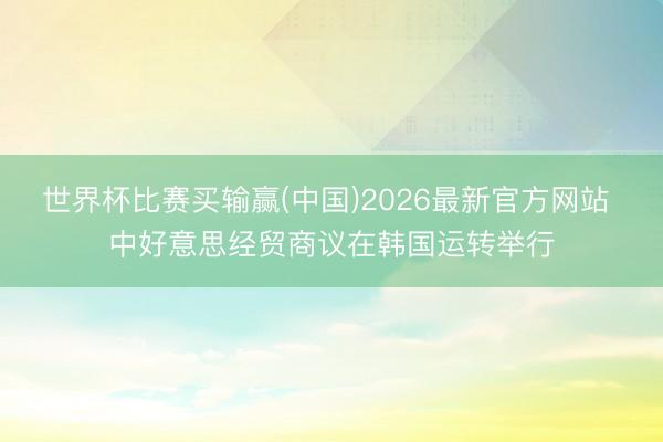 世界杯比赛买输赢(中国)2026最新官方网站 中好意思经贸商议在韩国运转举行