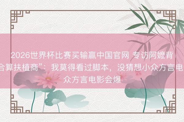 2026世界杯比赛买输赢中国官网 专访阿嬷背后“最合算扶植商”：我莫得看过脚本，没猜想小众方言电影会爆