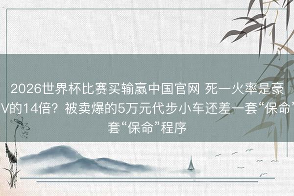 2026世界杯比赛买输赢中国官网 死一火率是豪华SUV的14倍？被卖爆的5万元代步小车还差一套“保命”程序