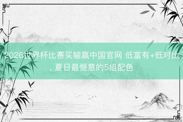 2026世界杯比赛买输赢中国官网 低富有+低对比， 夏日最惬意的5组配色