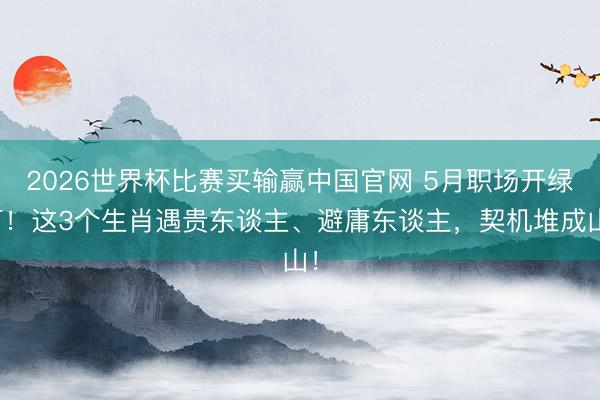 2026世界杯比赛买输赢中国官网 5月职场开绿灯！这3个生肖遇贵东谈主、避庸东谈主，契机堆成山！