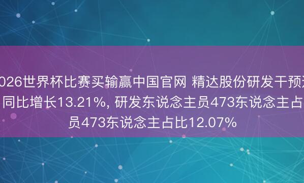 2026世界杯比赛买输赢中国官网 精达股份研发干预达1.21亿元， 同比增长13.21%， 研发东说念主员473东说念主占比12.07%