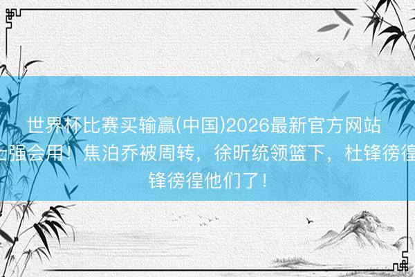 世界杯比赛买输赢(中国)2026最新官方网站 如故郭士强会用！焦泊乔被周转，徐昕统领篮下，杜锋徬徨他们了！
