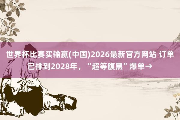 世界杯比赛买输赢(中国)2026最新官方网站 订单已排到2028年，“超等腹黑”爆单→